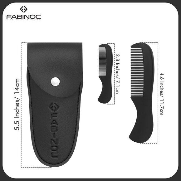 Men’s Beard Grooming Kit – 5" Scissors with 2 Combs & Pouch Gift Set - Picture 2 of 6